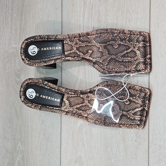 NEW Good American Women Square Toe Slide Heels Sandals shoes sz 6.5 - Picture 6 of 14